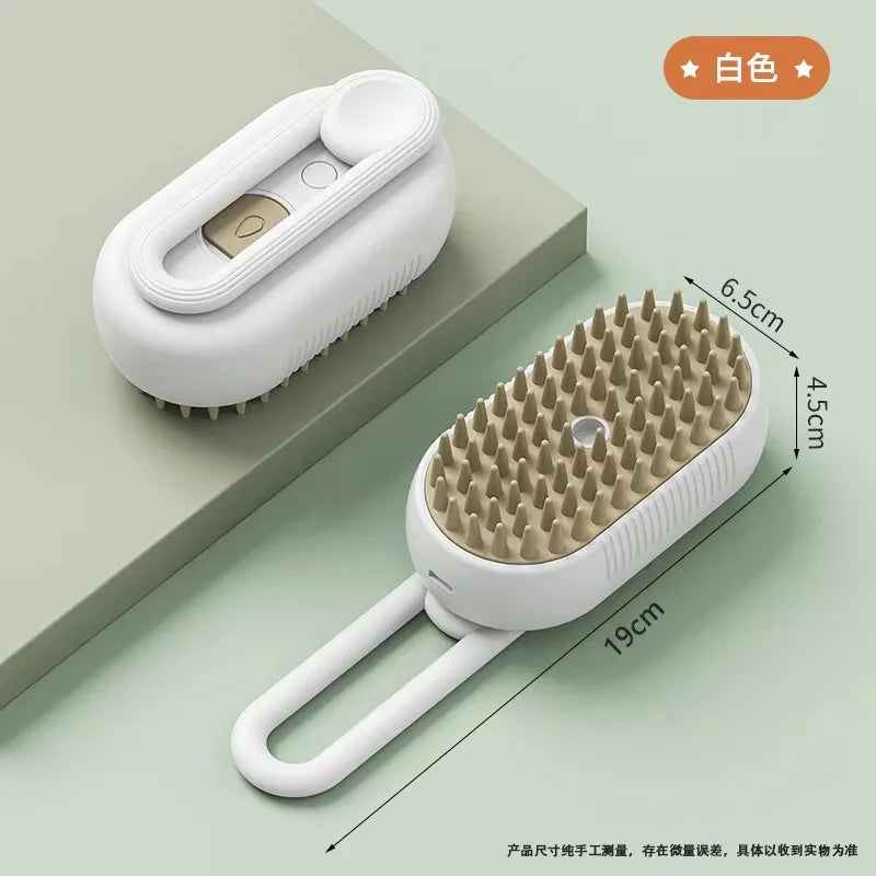 3-in-1 Electric Pet Grooming Steam Brush โ Massage, Shedding & Spraying Tool