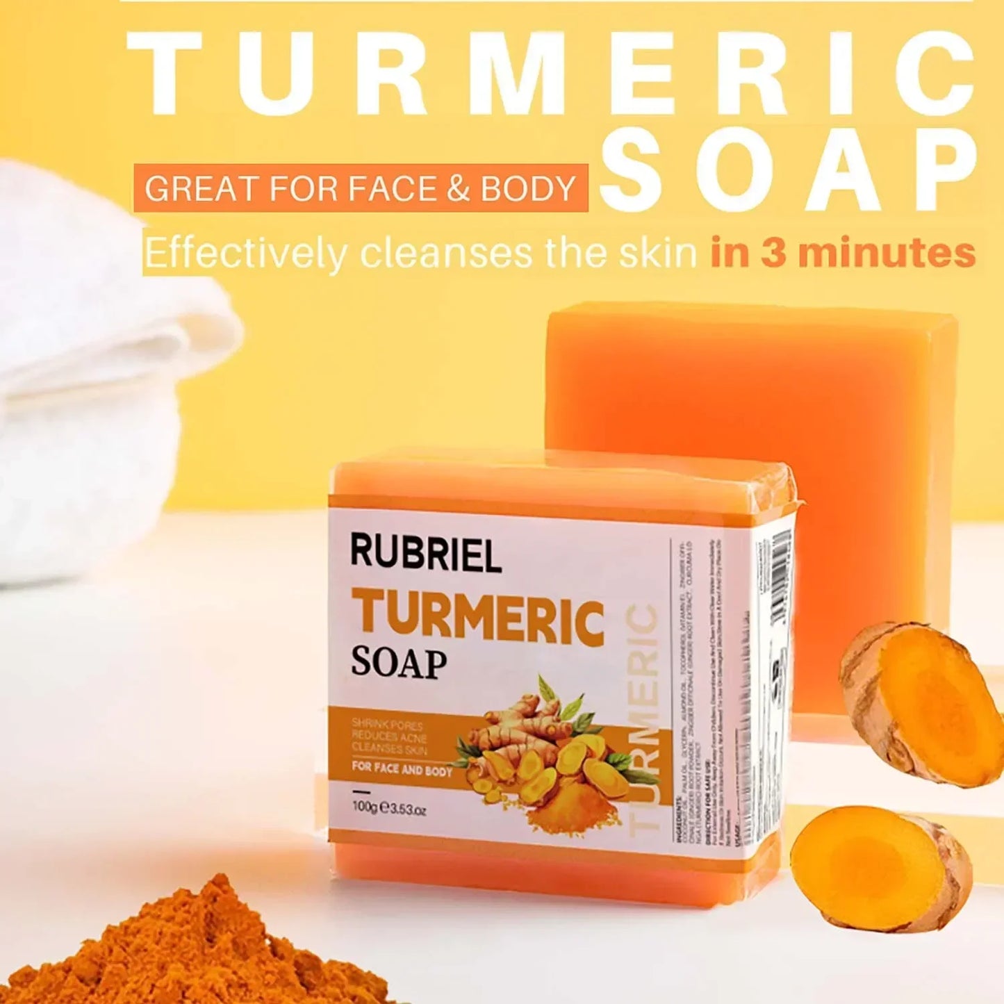 Golden Glow Tumeric Bar – Fades Dark Spots & Evens Skin Tone
