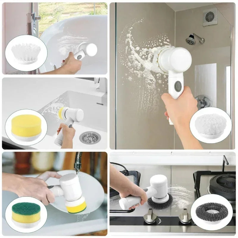 Electric Spin Scrubber – Power Cleaning Brush with 5 Replaceable Heads