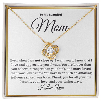 To My Beautiful Mom-Love Knot Necklace