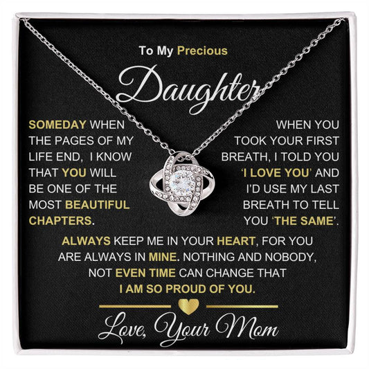 To My Precious Daughter from Mom Love Knot Necklace