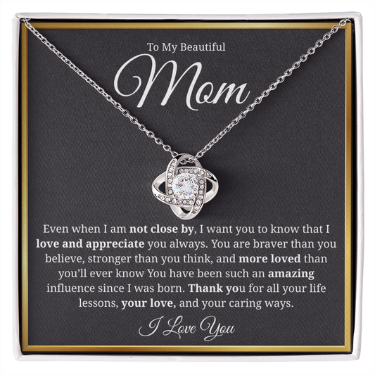 To My Beautiful Mom-Love knot Necklace