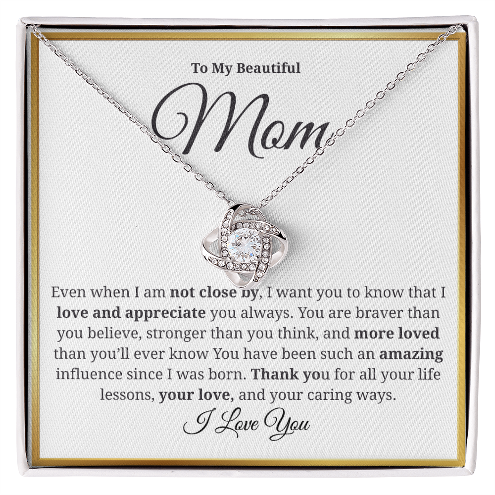 To My Beautiful Mom-Love Knot Necklace