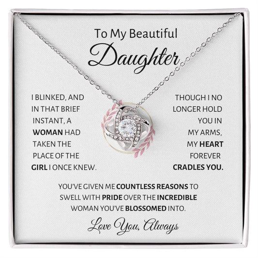 To My  Beautiful Daughter-Love Knot Necklace