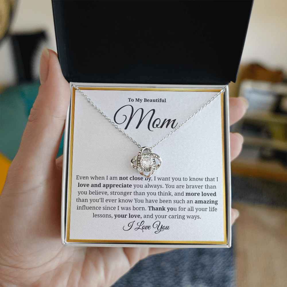 To My Beautiful Mom-Love Knot Necklace