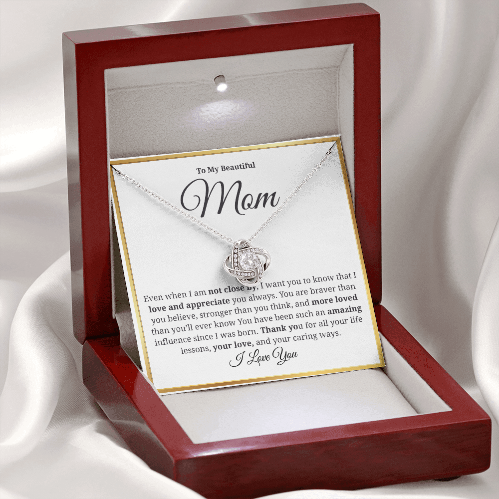 To My Beautiful Mom-Love Knot Necklace