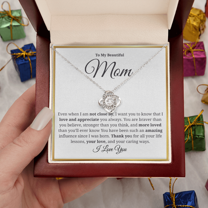 To My Beautiful Mom-Love Knot Necklace