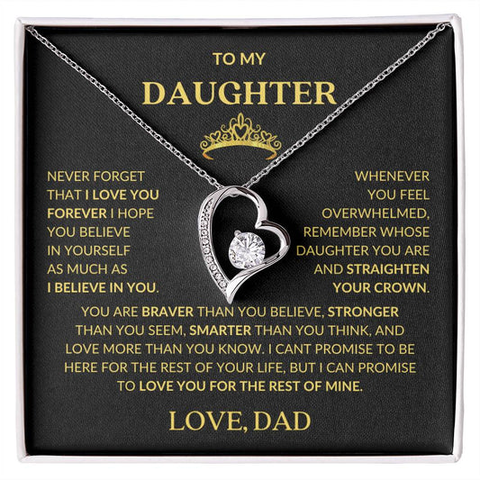 To My Daughter-Love Dad-Forever Love Necklace