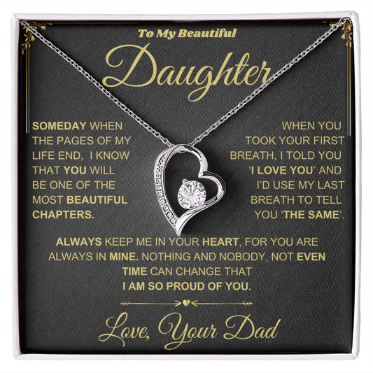 To My Beautiful Daughter-From Dad-Forever Love Necklace